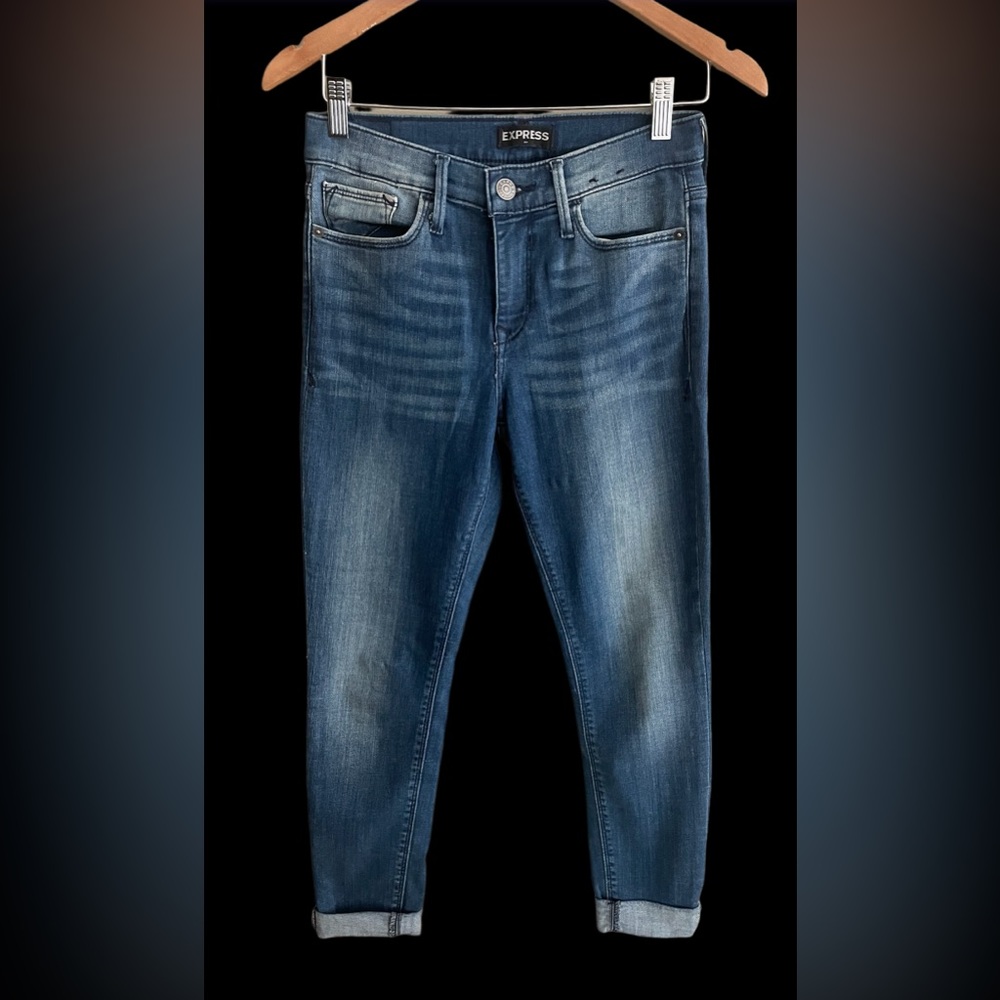 Express: Mid Rise Blue Denim Jeans - Picture 4 of 16